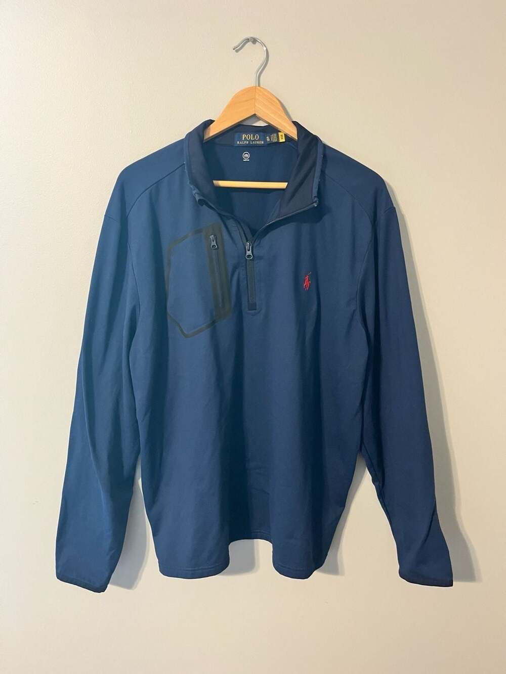 Polo Ralph Lauren, Performance Wicking Quarter-Zip Pullover, Navy, XL